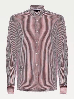 Red Tommy Hilfiger 1985 Essential Stripe Slim Fit Men's Shirts | TH569FBS