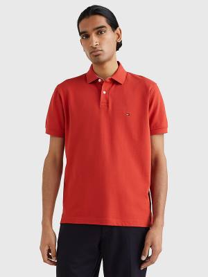 Red Tommy Hilfiger 1985 Essential TH Flex Men's Polo Shirts | TH782ZIS