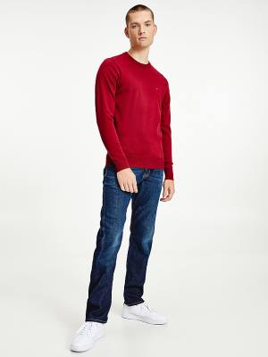 Red Tommy Hilfiger 1985 Essential TH Flex Sweatshirt Men's Sweaters | TH832TID