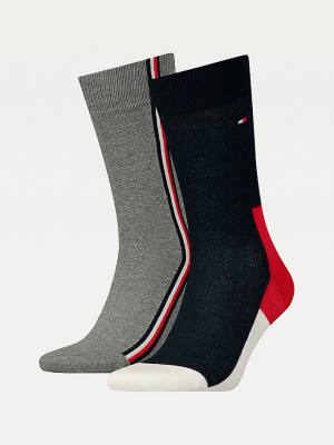 Red Tommy Hilfiger 2-Pack Iconic Cotton Blend Men's Socks | TH451DPZ