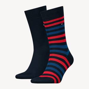 Red Tommy Hilfiger 2-Pack Stripe Men's Socks | TH280ZEV