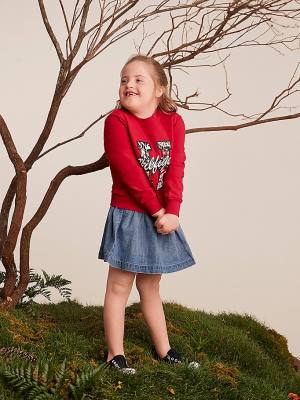 Red Tommy Hilfiger Adaptive Layered Look Girls' Dress | TH325SML