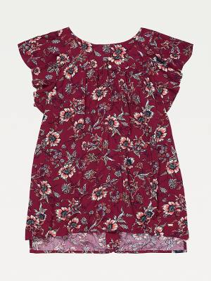 Red Tommy Hilfiger Adaptive Viscose Floral Print Top Women's T Shirts | TH940XPO