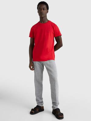 Red Tommy Hilfiger Back Logo Men's T Shirts | TH679HRS