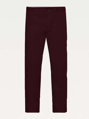 Red Tommy Hilfiger Bleecker Satin Slim Fit Chinos Men's Pants | TH795ZKC