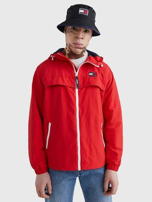 Red Tommy Hilfiger Chicago Windbreaker Men's Jackets | TH672HLC