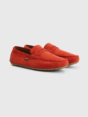 Red Tommy Hilfiger Classic Suede Driving Men's Casual Shoes | TH013WRC