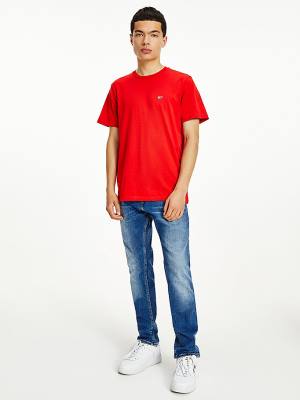 Red Tommy Hilfiger Classics Organic Cotton Men's T Shirts | TH930JSX