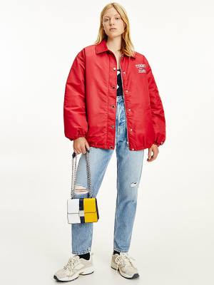 Red Tommy Hilfiger College Recycled Coach Women's Jackets | TH709JUN