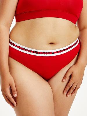 Red Tommy Hilfiger Curve Logo Thong Women's Underwear | TH174JDU