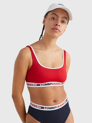 Red Tommy Hilfiger Cutout Detail Bikini Bralette Women's Swimwear | TH934NCZ