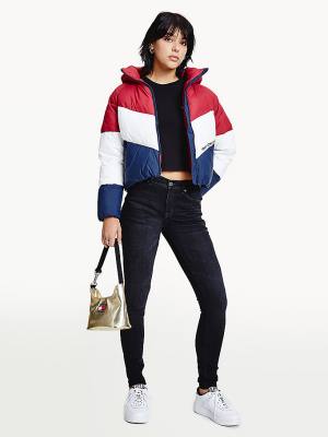 Red Tommy Hilfiger Essential Down Chevron Puffer Women's Jackets | TH216ICA