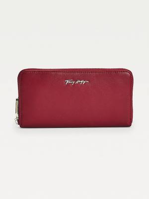 Red Tommy Hilfiger Essential Large Leather Women's Wallets | TH325UZW