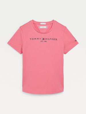 Red Tommy Hilfiger Essential Logo Girls' T Shirts | TH970OKV