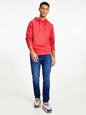 Red Tommy Hilfiger Essential Logo Men's Hoodie | TH539ODN