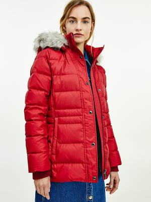 Red Tommy Hilfiger Essential Monogram Down-Filled Women's Jackets | TH359OCS