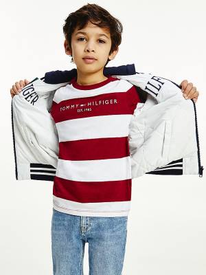 Red Tommy Hilfiger Essential Organic Cotton Stripe Boys' T Shirts | TH856JCS