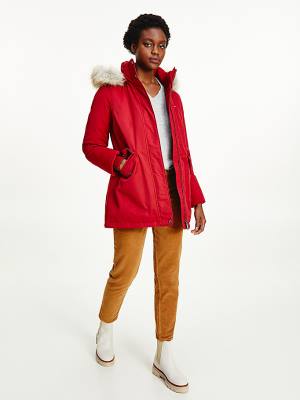 Red Tommy Hilfiger Essential Padded Parka Women's Coats | TH283XFP