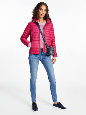 Red Tommy Hilfiger Essential Removable Hood Down Women's Jackets | TH821EHB