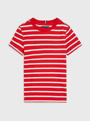 Red Tommy Hilfiger Essential Stripe Boys' T Shirts | TH578LMS