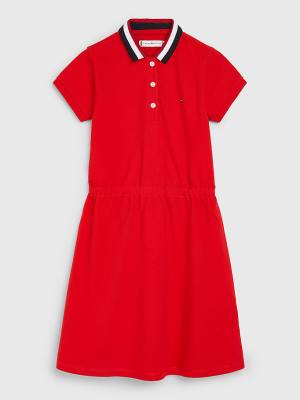 Red Tommy Hilfiger Essential Stripe Collar Polo Girls' Dress | TH468HYE