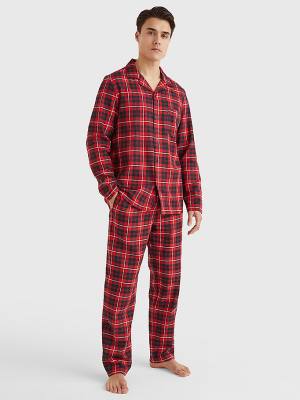 Red Tommy Hilfiger Exclusive Flannel Shirt And Trousers Set Men's Pyjamas | TH068VYF