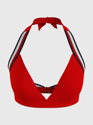 Red Tommy Hilfiger Fixed Triangle Bikini Top Women's Swimwear | TH285VTW