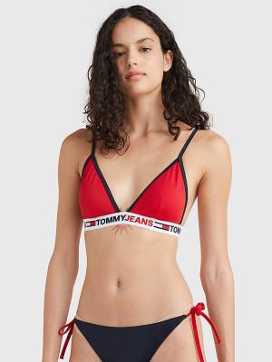 Red Tommy Hilfiger Fixed Triangle Bikini Top Women's Swimwear | TH302EKA