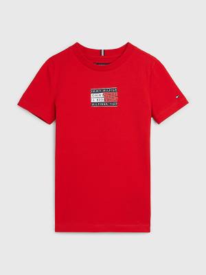 Red Tommy Hilfiger Flag Logo Boys' T Shirts | TH286RQE