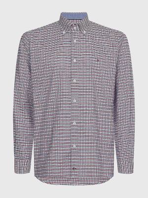 Red Tommy Hilfiger Gingham Check Organic Oxford Cotton Men's Shirts | TH986BQZ