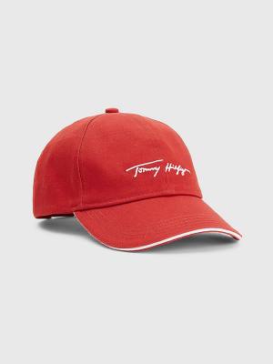 Red Tommy Hilfiger Iconic Signature Logo Cap Women's Hats | TH421MQL