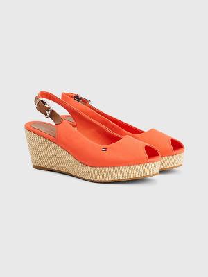 Red Tommy Hilfiger Iconic Slingback Espadrille Wedges Women's Sandals | TH348YTH