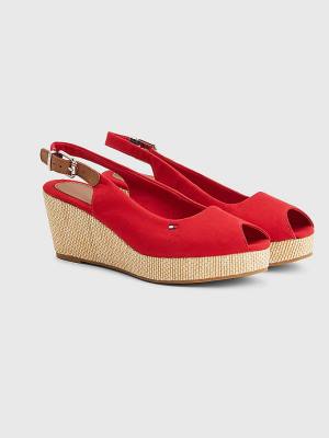 Red Tommy Hilfiger Iconic Slingback Espadrille Wedges Women's Sandals | TH670MES