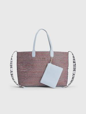 Red Tommy Hilfiger Iconic Woven Tote Women's Bags | TH024HWY