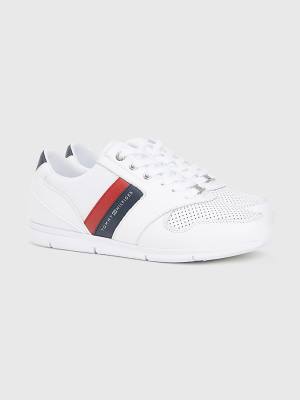 Red Tommy Hilfiger Lightweight Perforated Leather Women's Sneakers | TH457TBM