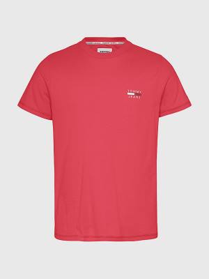 Red Tommy Hilfiger Logo Organic Cotton Slim Fit Men's T Shirts | TH752AIO