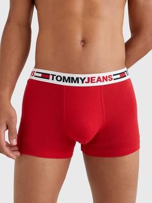 Red Tommy Hilfiger Logo Waistband Trunks Men's Underwear | TH512MXC