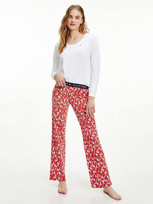 Red Tommy Hilfiger Long Sleeve Set Women's Pyjamas | TH271VKQ