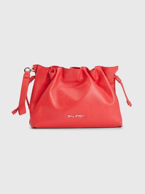 Red Tommy Hilfiger Luxe Leather Clutch Women's Bags | TH612EVB