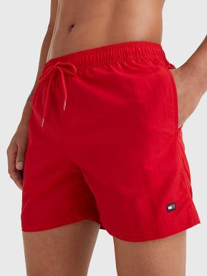 Red Tommy Hilfiger Mid Length Drawstring Shorts Men's Swimwear | TH428QOK