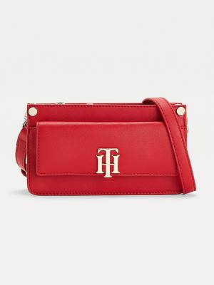 Red Tommy Hilfiger Monogram Lock Small Crossover Women's Bags | TH046NIT