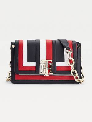 Red Tommy Hilfiger Monoram Lock Colour-Blocked Crossover Women's Bags | TH297KSH