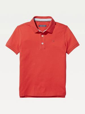 Red Tommy Hilfiger Organic Cotton Polo Shirt Girls' T Shirts | TH652FIE