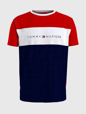 Red Tommy Hilfiger Original Colour-Blocked Logo Men's Pyjamas | TH268ION