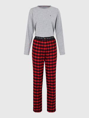 Red Tommy Hilfiger Plaid Stretch Flannel Set Women's Pyjamas | TH812FDV