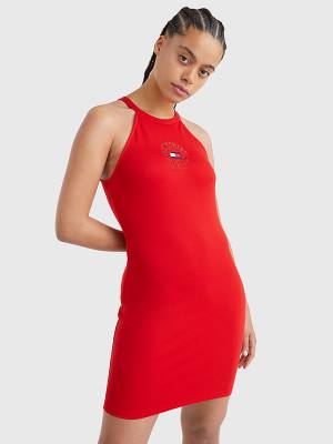 Red Tommy Hilfiger Racerback Bodycon Women's Dress | TH124DEV