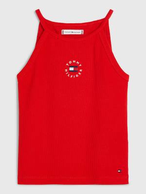 Red Tommy Hilfiger Rib-Knit Tank Top Girls' T Shirts | TH471LFI