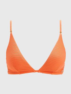 Red Tommy Hilfiger Ribbed Triangle Bikini Top Women's Swimwear | TH376LGS