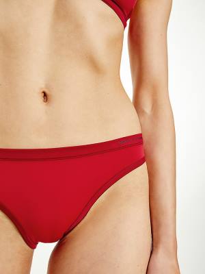 Red Tommy Hilfiger Satin Trim Bikini Briefs Women's Underwear | TH973FYC