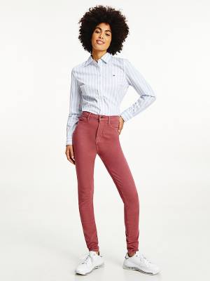 Red Tommy Hilfiger Sculpt High Rise Super Skinny Women's Pants | TH302VDQ